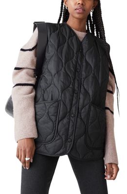 & Other Stories Snap Front Quilted Vest in Black