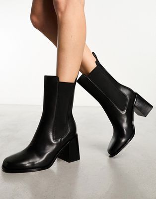 & Other Stories soft square heeled ankle boots in black
