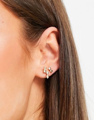 & Other Stories sterling silver 3 piece stud earrings in gold