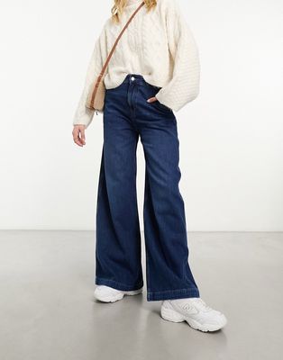 & Other Stories stone cut relaxed leg jeans in dark blue wash