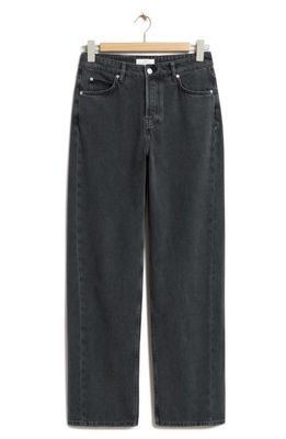 & Other Stories Straight Leg Button Fly Jeans in Dark Grey