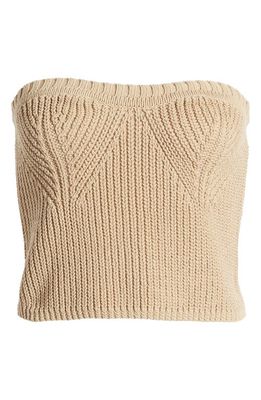 & Other Stories Strapless Heart Shaped Knit Top in Beige