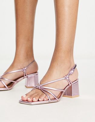 & Other Stories strappy heeled sandals in pink metallic