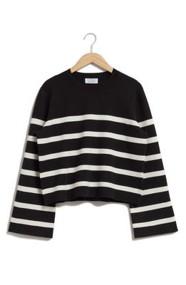 & Other Stories Stripe Crewneck Sweater in Black Stripe
