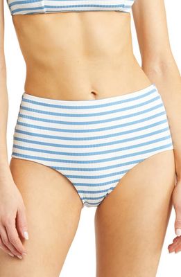 & Other Stories Stripe High Waist Bikini Bottoms in Blue/White Stripe
