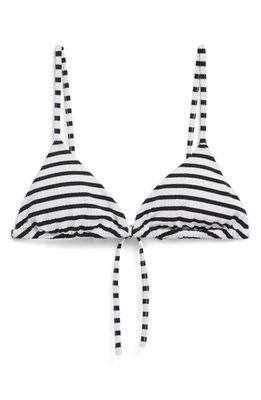 & Other Stories Stripe Rib Triangle Bikini Top in Black/White Stripe