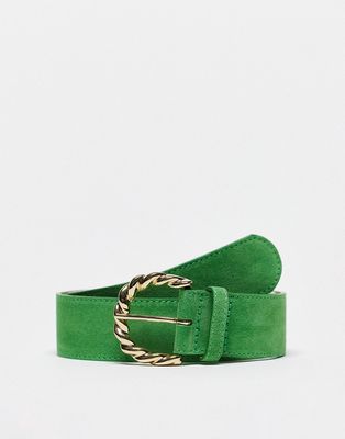 & Other Stories suede belt in bright green