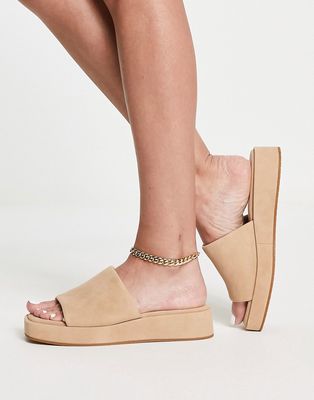 & Other Stories suede chunky sandals in beige-Neutral