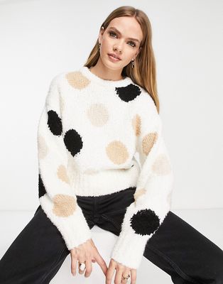 & Other Stories sweater with tonal spots in cream-White