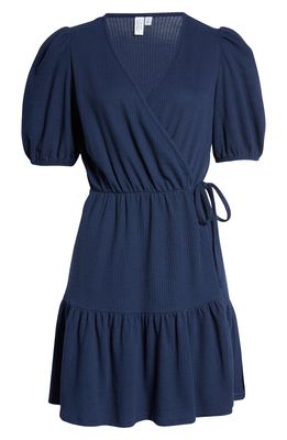 & Other Stories Tiered Faux Wrap Cotton Blend A-Line Dress in Dk Navy