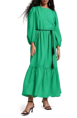 & Other Stories Tiered Long Sleeve Maxi Dress in Green
