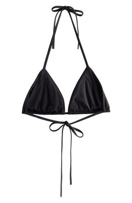 & Other Stories Triangle Bikini Top in Shiny Black