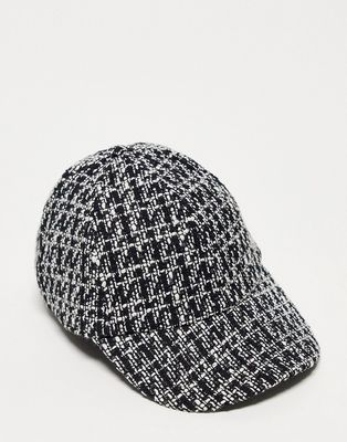 & Other Stories tweed cap in black and white-Multi