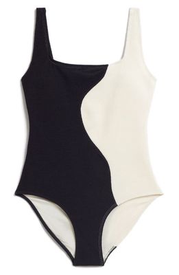 & Other Stories Two-Tone One-Piece Swimsuit in Black/White