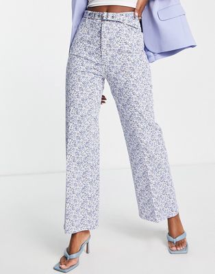 & Other Stories wide leg jeans in blue floral print