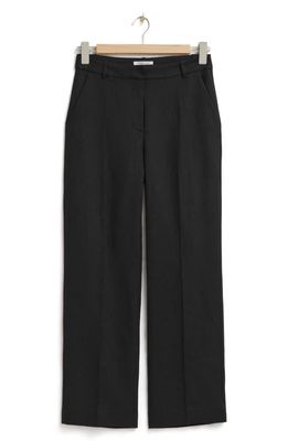 & Other Stories Wide Leg Linen Trousers in Black