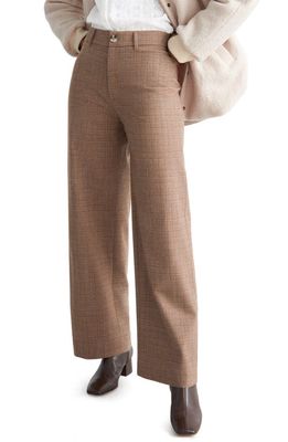 & Other Stories Wide Leg Wool Blend Trousers in Beige Check