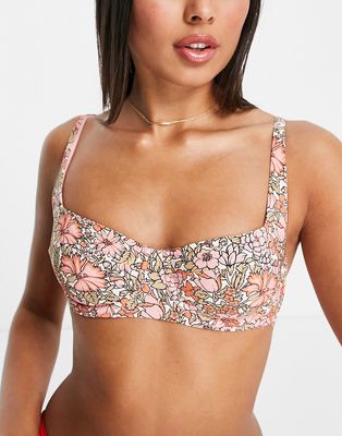 & Other Stories wire bikini bra in pink floral print