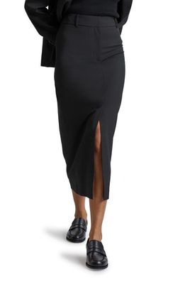 & Other Stories Wool Blend Midi Pencil Skirt in Black