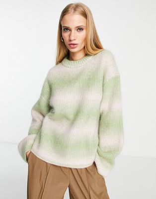 & Other Stories wool blend sweater in white and green stripe-Multi