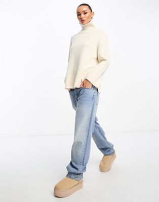 & Other Stories wool high neck oversize sweater in white