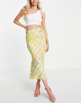 & Other Stories wrap waist midi skirt in yellow check print - part of a set