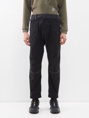 And Wander - Belted Reflective-stitch Trousers - Mens - Black