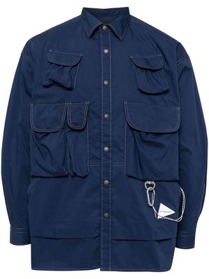 and Wander carabiner-detail multi-pocket shirt - Blue