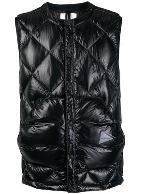 and Wander diamond quilted down vest - Black