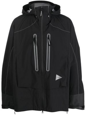 and Wander drawstring-hooded zipped jacket - Black