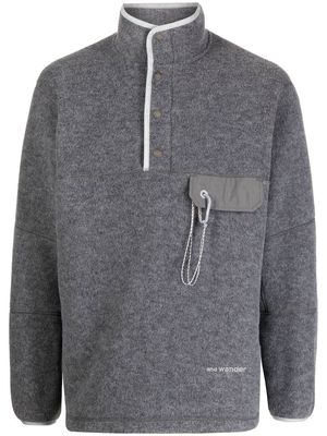 and Wander embroidered-logo detail roll-neck jumper - Grey