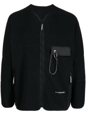 and Wander front-zip fastening fleece cardigan - Black