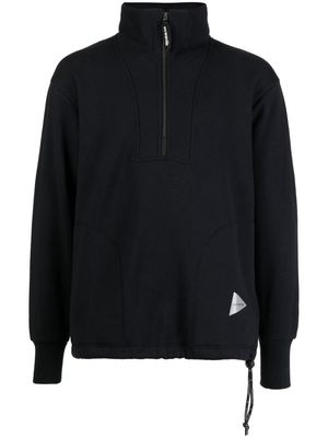 and Wander half-zip cotton-wool sweatshirt - Black