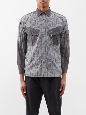And Wander - In The Mountain Printed Cotton-blend Ripstop Shirt - Mens - Charcoal