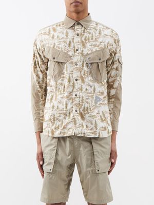 And Wander - In The Mountain Printed Cotton-blend Shirt - Mens - Beige