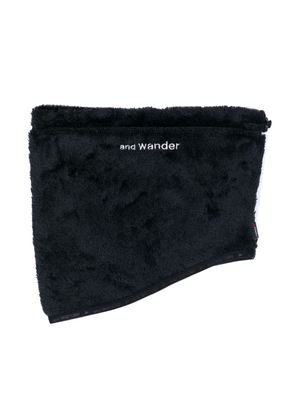 and Wander logo-embroidered fleece neck warmer - Black