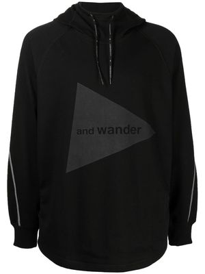 and Wander logo-print cotton hoodie - Black