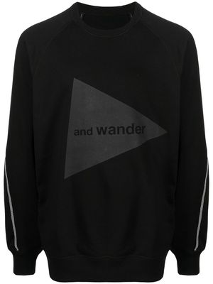and Wander logo-print cotton sweatshirt - Black