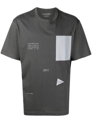 and Wander logo-print cotton T-shirt - Grey