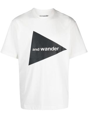 and Wander logo-print crew-neck T-shirt - White