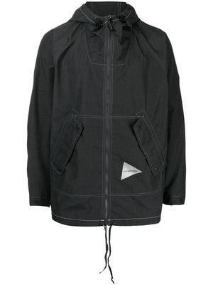 and Wander logo-print hooded jacket - Grey
