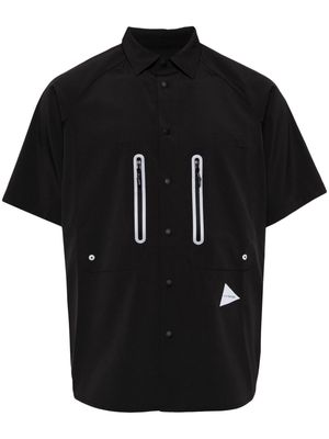 and Wander logo-print panelled shirt - Black