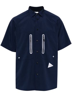 and Wander logo-print panelled shirt - Blue