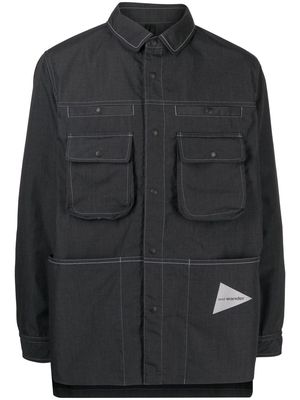 and Wander logo-print shirt jacket - Grey