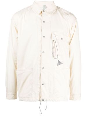 and Wander logo-print shirt jacket - White