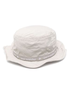and Wander logo-tape tonal-stitching bucket hat - Grey
