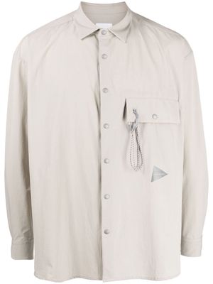and Wander matte-effect logo-print shirt jacket - Grey