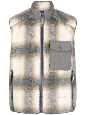 and Wander plaid-check pattern vest - Grey