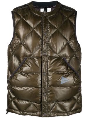 and Wander quilted sleeveless gilet - Green