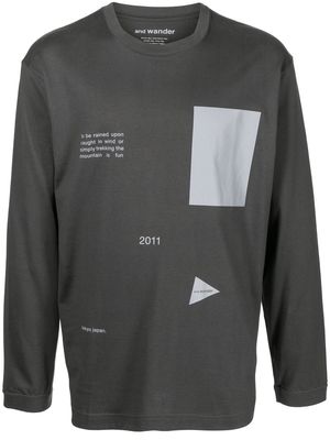 and Wander text-print long-sleeve T-shirt - Grey